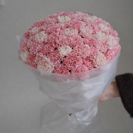Extra large pink dianthus bouquet, 75 stems, luxury carnation flower arrangement